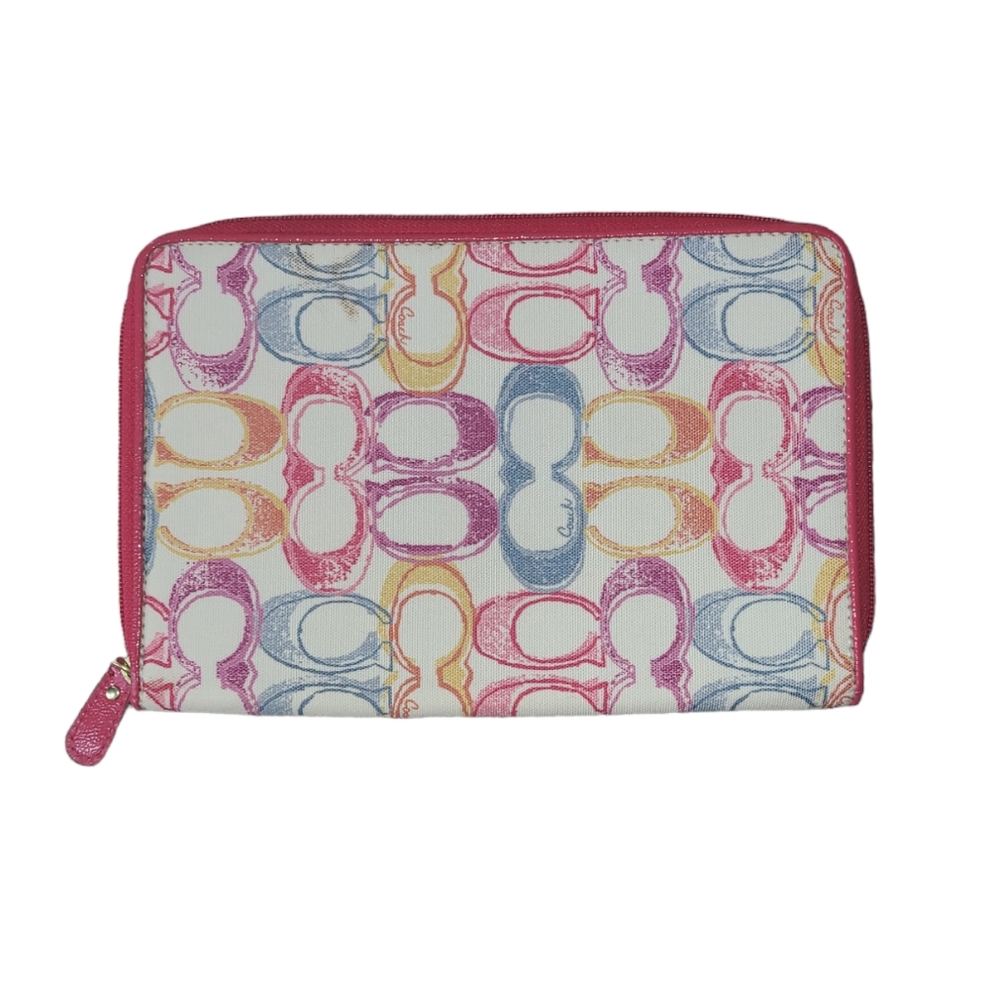 Euc Coach Signature Reader Multi Color Monogram S… - image 1